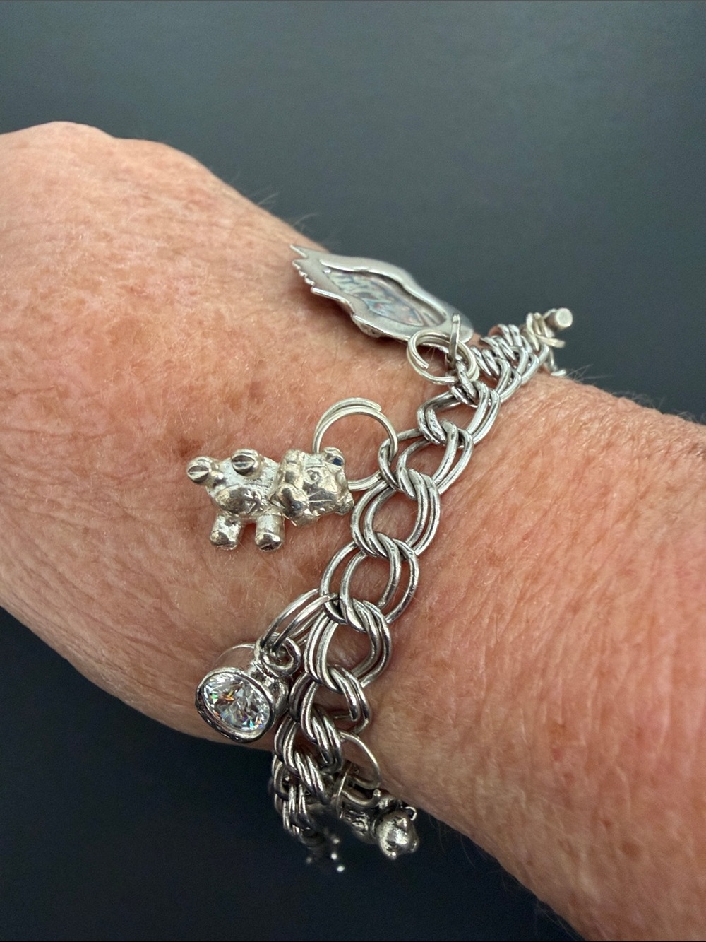 Vintage Silver Charm Bracelet with Photo Frame & Animal Charms - Picture 3 of 3
